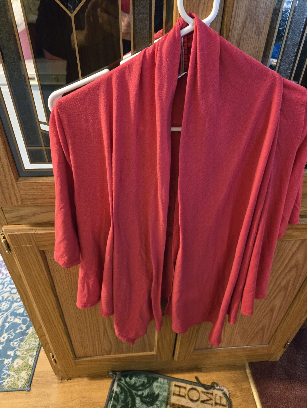 Red Open Front Cardigan